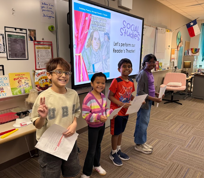 Students in Mrs. Villani's Third Grade Class performed a Reader's Theater in Social Studies about Benjamin Franklin last week.