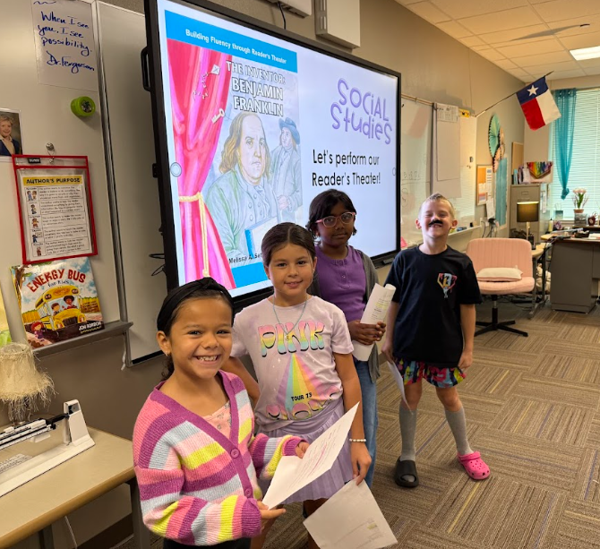 Students in Mrs. Villani's Third Grade Class performed a Reader's Theater in Social Studies about Benjamin Franklin last week.
