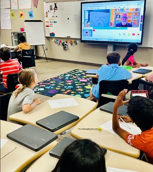 Ms. Miller's class participated in Scholastic's StoryVoice Friday with authors Peter H. Reynolds and MarcColagiovanni sharing their book The Reflection in Me.