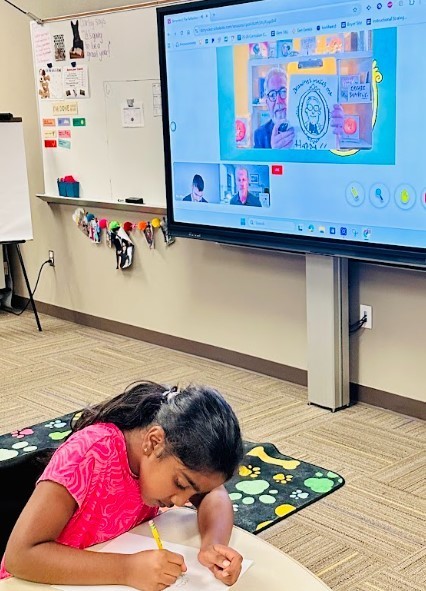 Ms. Miller's class participated in Scholastic's StoryVoice Friday with authors Peter H. Reynolds and MarcColagiovanni sharing their book The Reflection in Me.