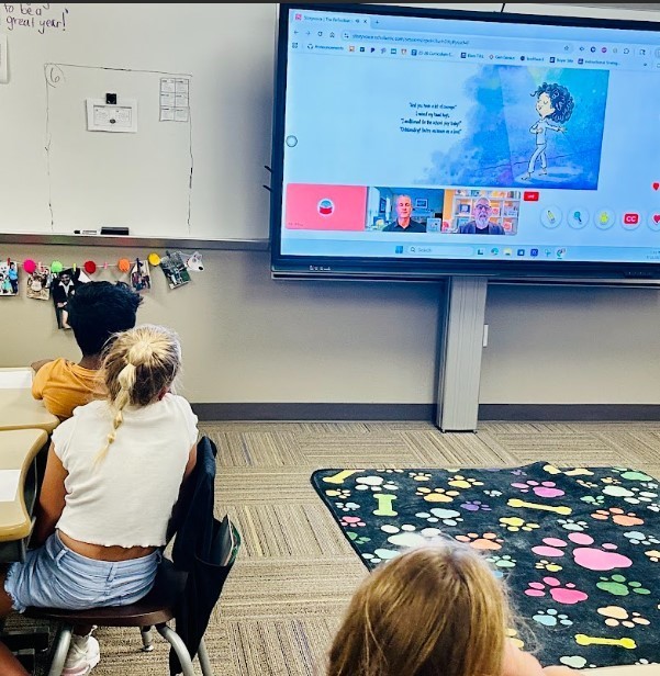 Ms. Miller's class participated in Scholastic's StoryVoice Friday with authors Peter H. Reynolds and MarcColagiovanni sharing their book The Reflection in Me.