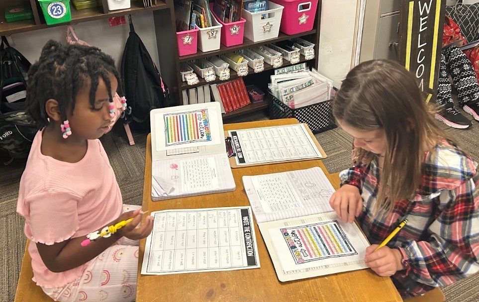 Contraction partner work in second grade.