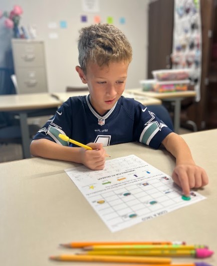 first graders are practicing their computational skills by creating an algorithm and giving specific directions, one step at a time