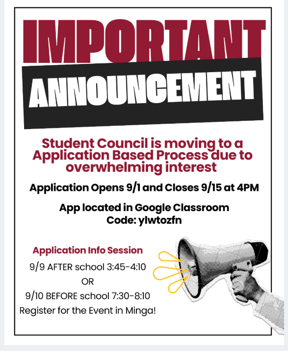 Student Council Registration Deadline 9/15
