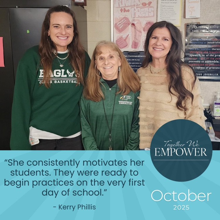 Lisa Roskens with two colleagues after receiving the UIL Coach of the Month honor.