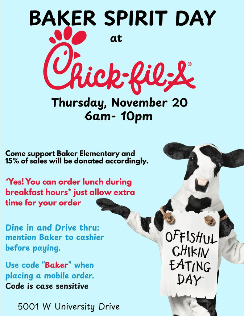 Baker Elementary Chic Fil A Spirit Day