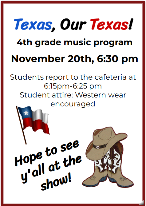 Baker Elementary Texas, Our Texas