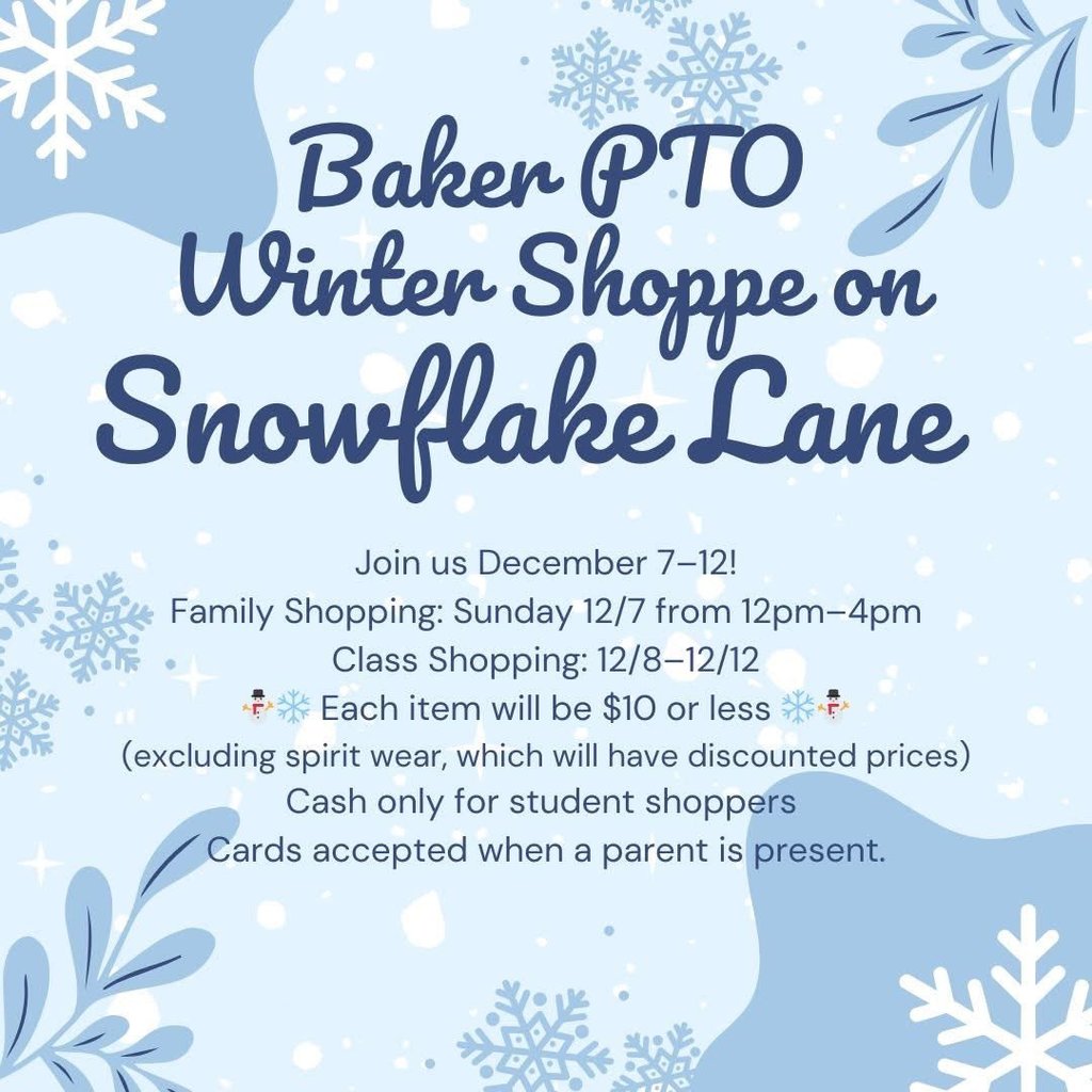 Baker Elementary PTO Winter Shoppe