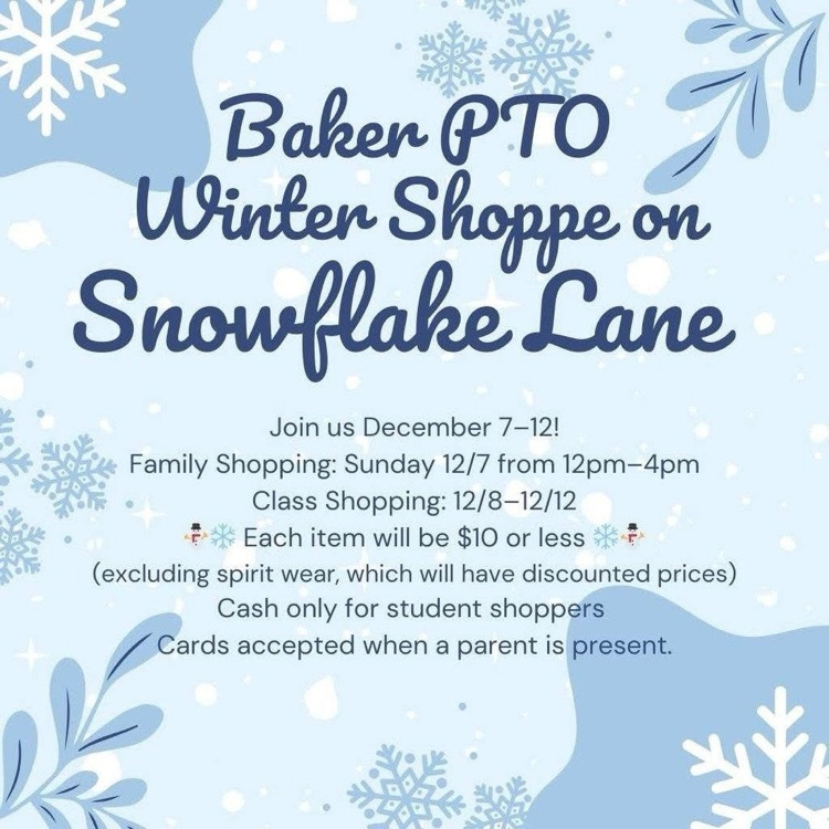 Baker Elementary PTO Winter Shoppe