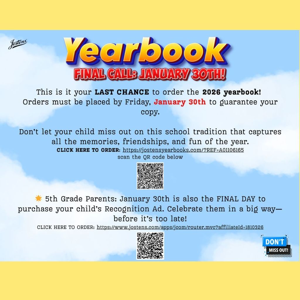 Baker Elementary Last Call for Yearbook!