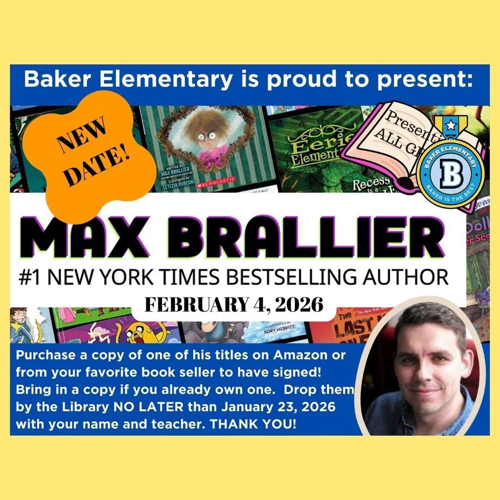 Baker Library author visit with Max Brallier new date February 4, 2026