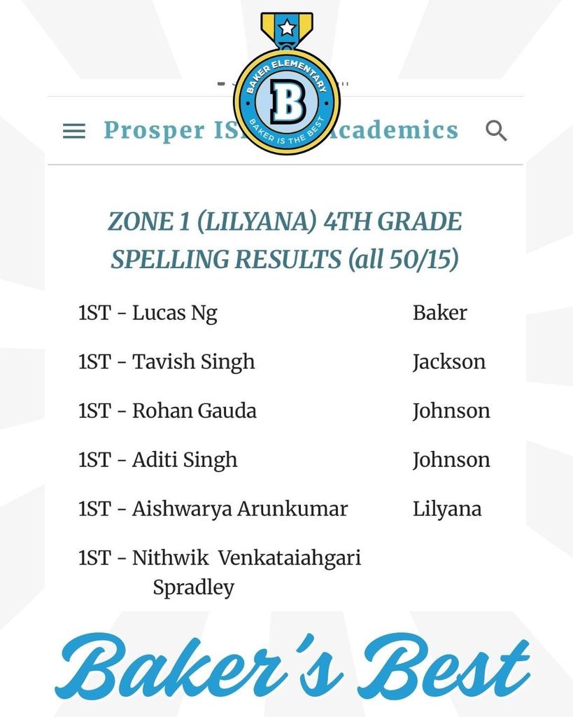 Baker Elementary UIL Finalists