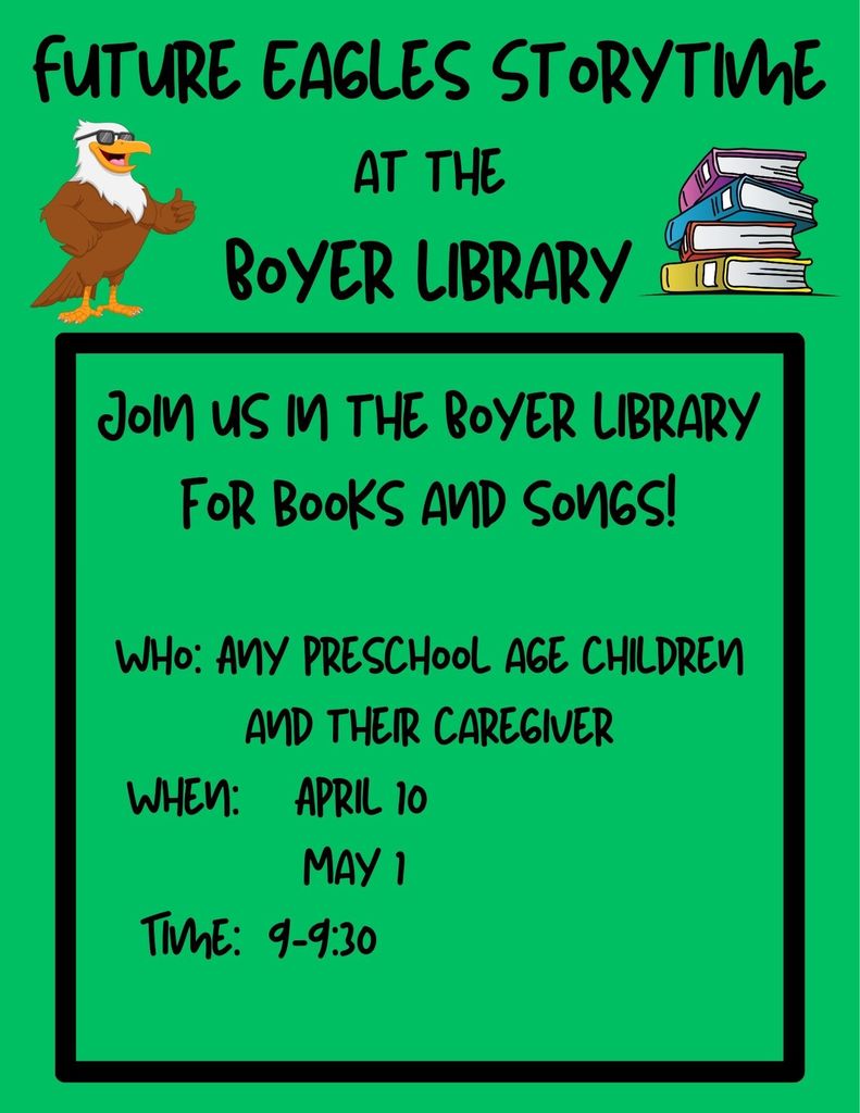 Future Eagle Storytime is tomorrow! We hope to see you there!