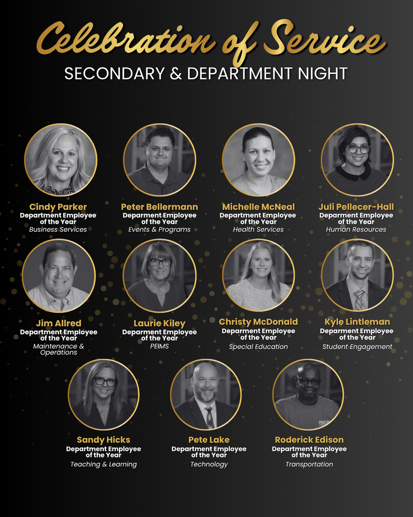 Celebration of Service Department Award Recipients