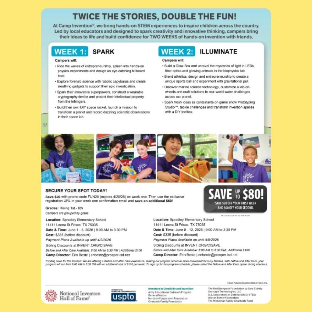 Prosper ISD Camp Invention 2026