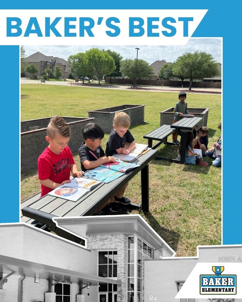 Baker Elementary Kindergarten Reading Outside