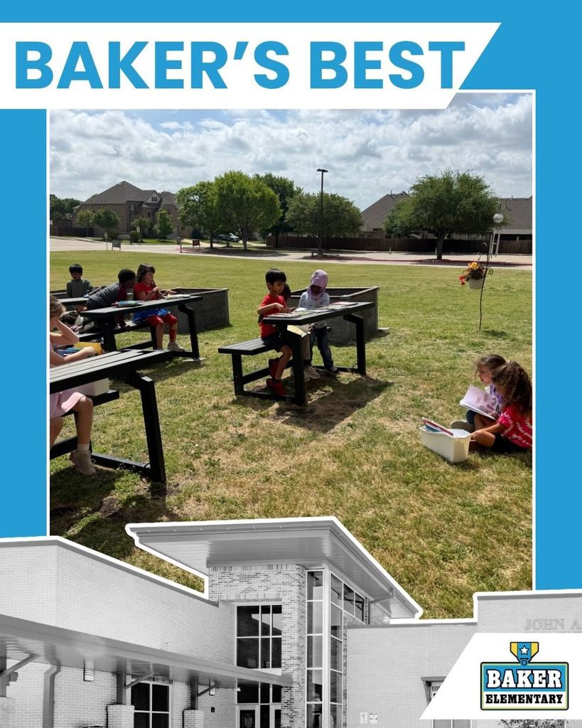 Baker Elementary Kindergarten Reading Outside
