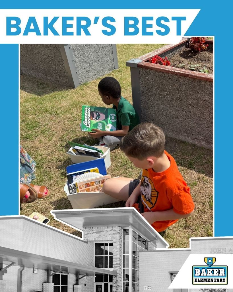 Baker Elementary Kindergarten Reading Outside