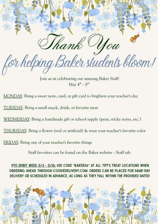 Baker Elementary Teacher Appreciation for Baker Staff
