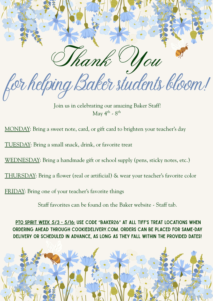 Baker Teacher Appreciation Week 2026