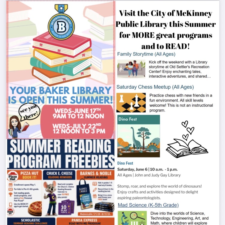 Baker Summer Reading BINGO