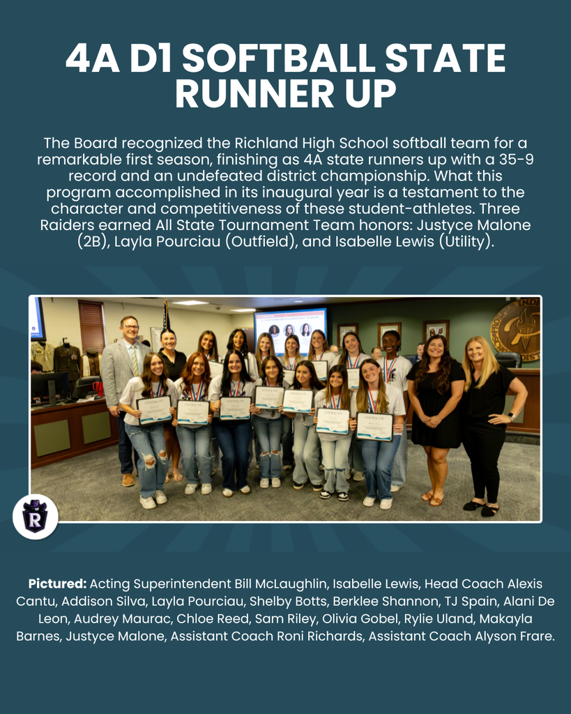 Richland High School Tennis & Softball Teams Recognized at Board Meeting
