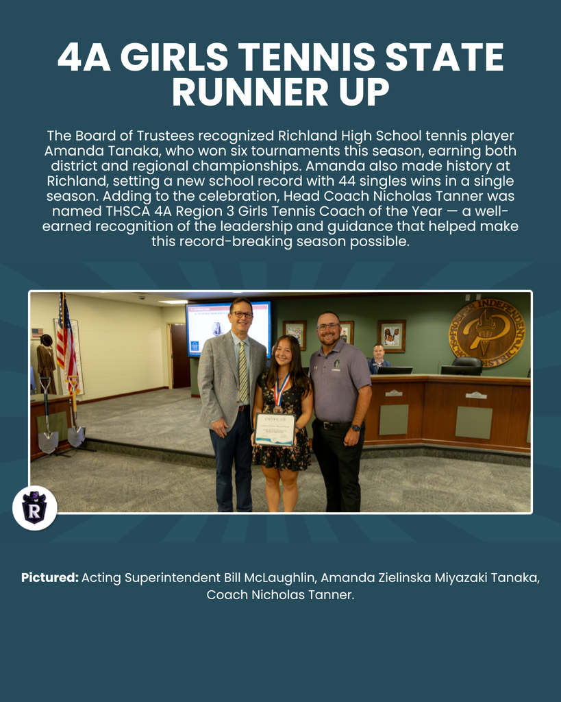 Richland High School Tennis & Softball Teams Recognized at Board Meeting