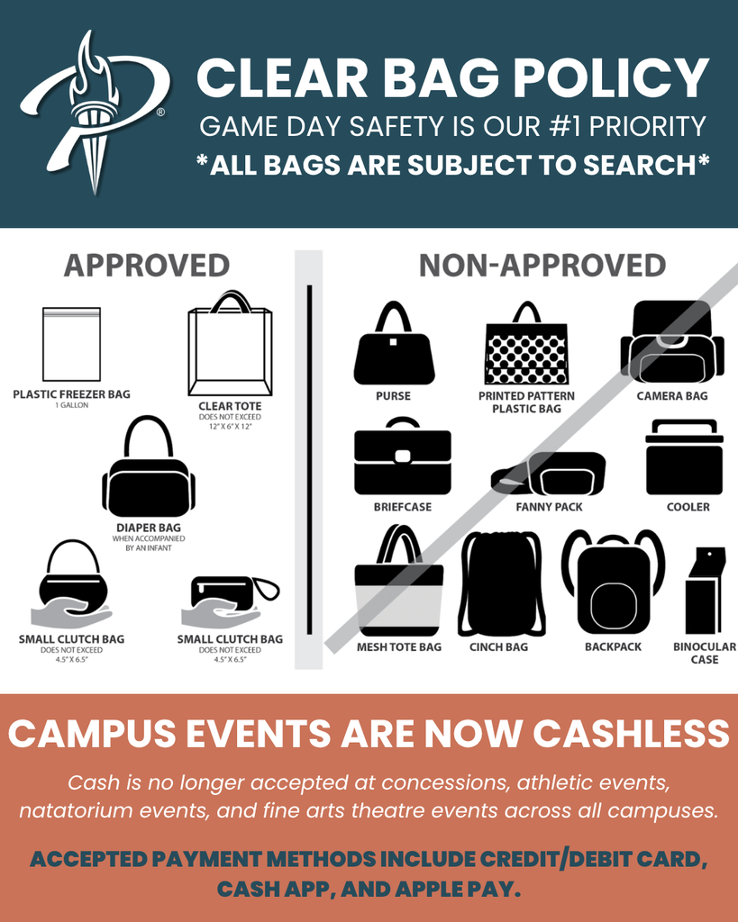 Clear Bag Policy & Cashless Events