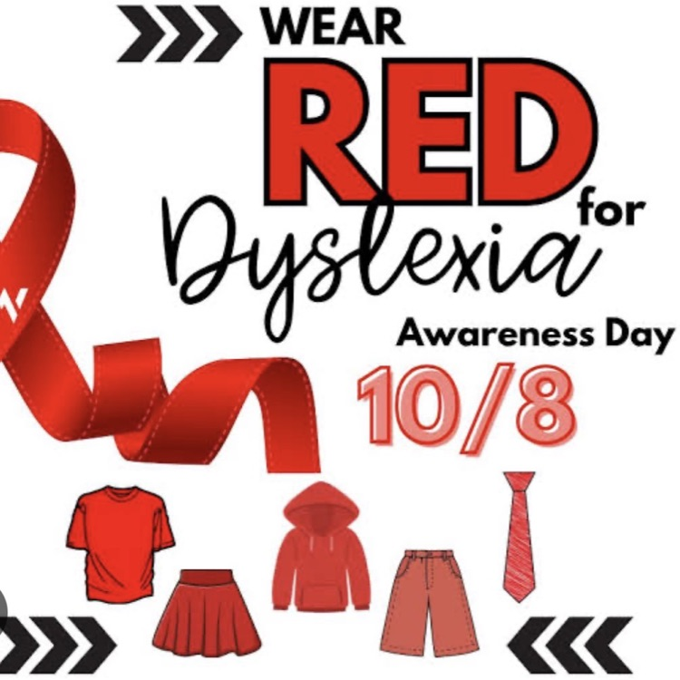 Baker Elementary Wear Red for Dyslexia Day