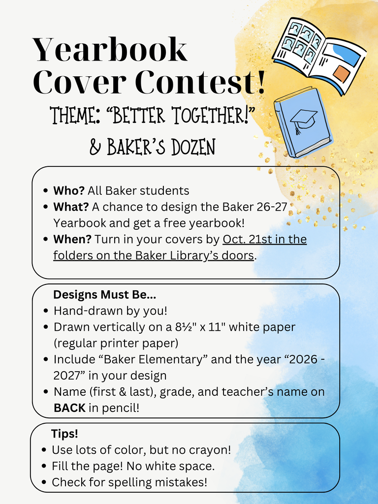 Baker Elementary Yearbook Cover Contest