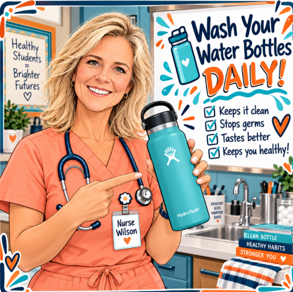 Nurse Wilson Wash your Water Bottles