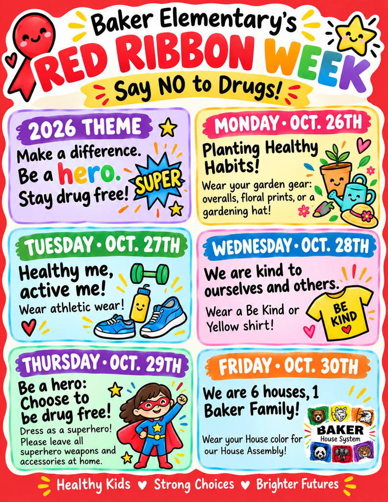 Baker Elementary 2026 Red Ribbon Week