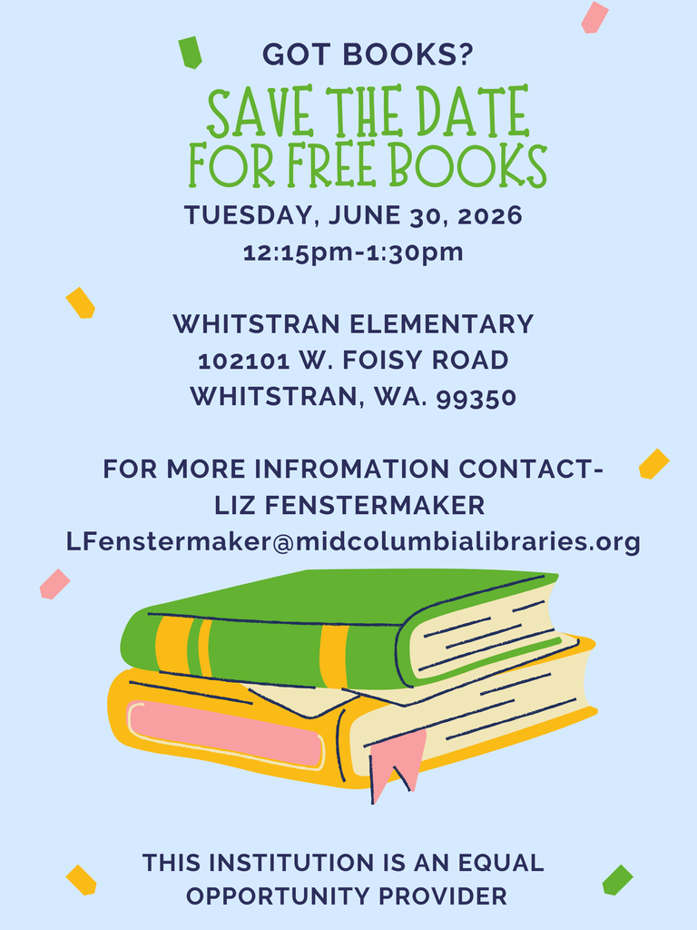 FREE BOOKS AT WHITSTRAN ELEMENTARY SCHOOL FLYER