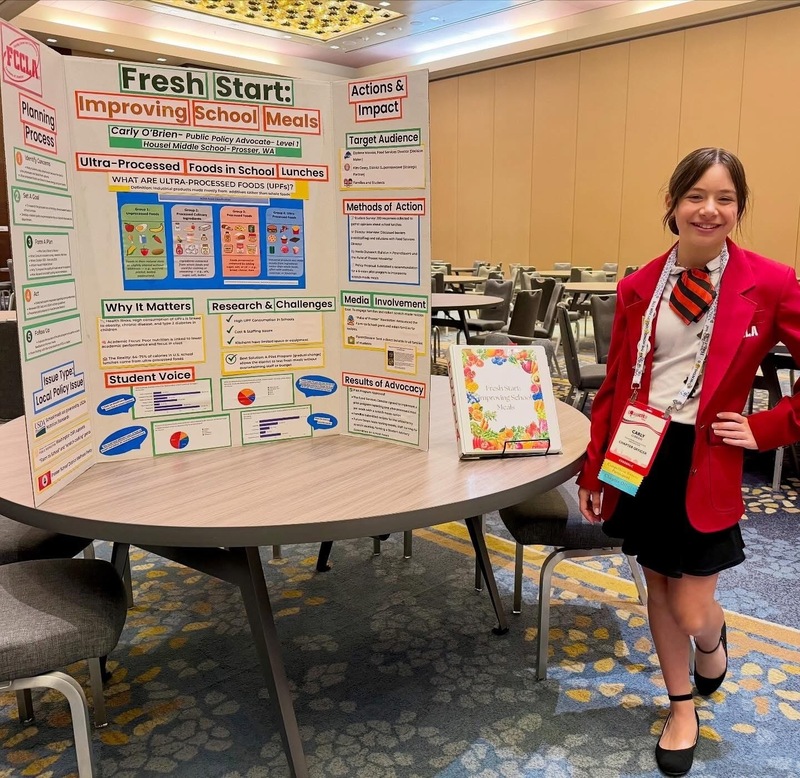 Carly with her project.