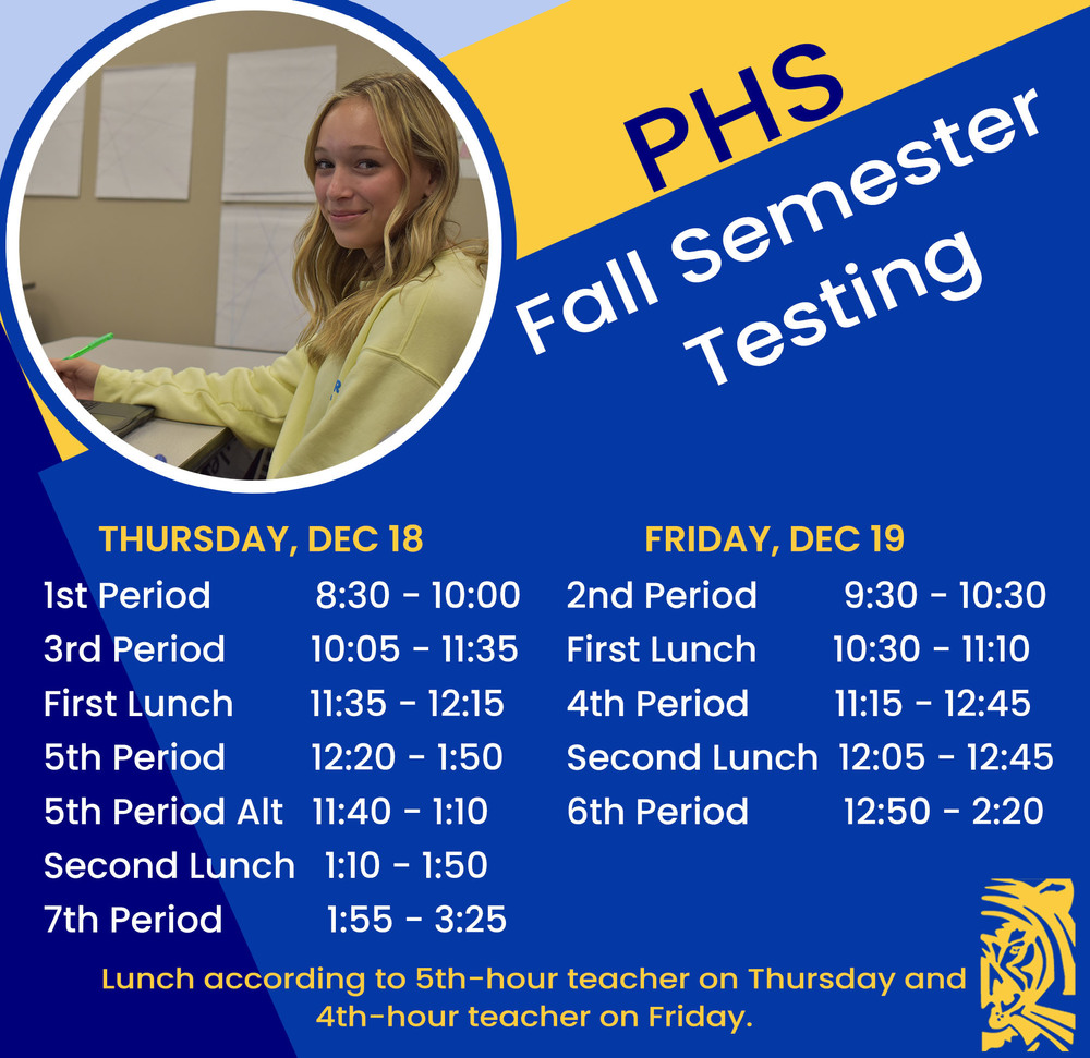 semester test schedule
