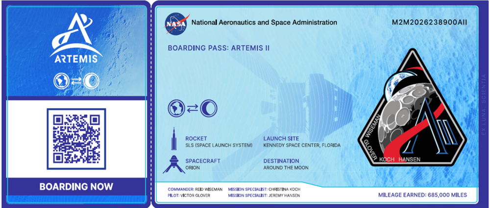 Artemis Boarding Pass mimic
