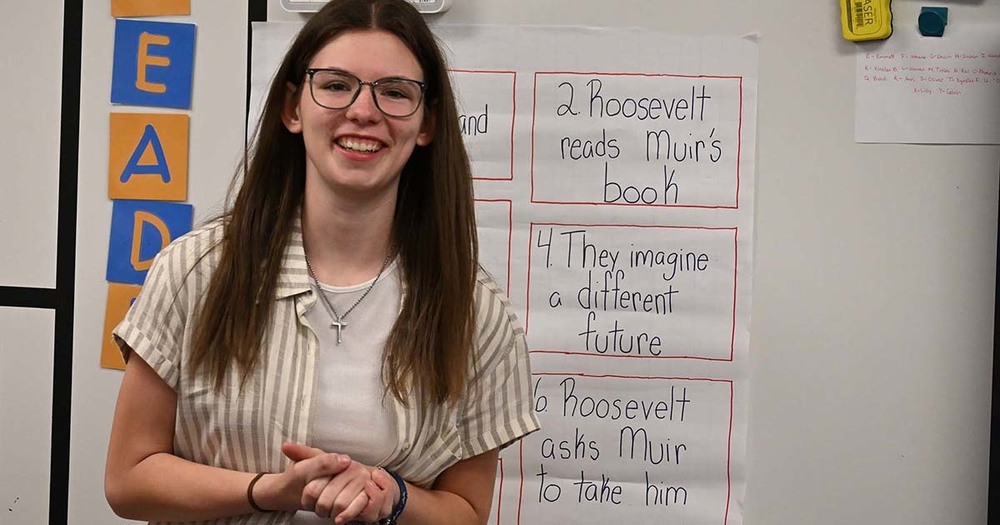 student teacher in classroom