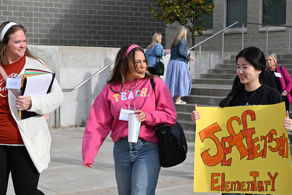 high school student with sign