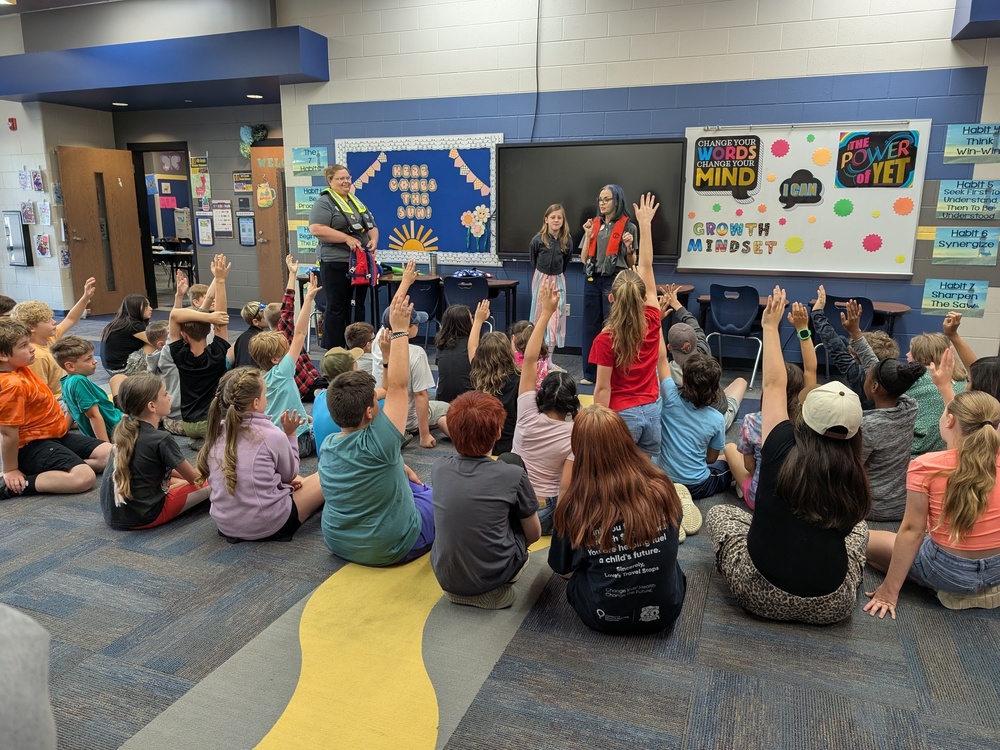 group of students raised hands