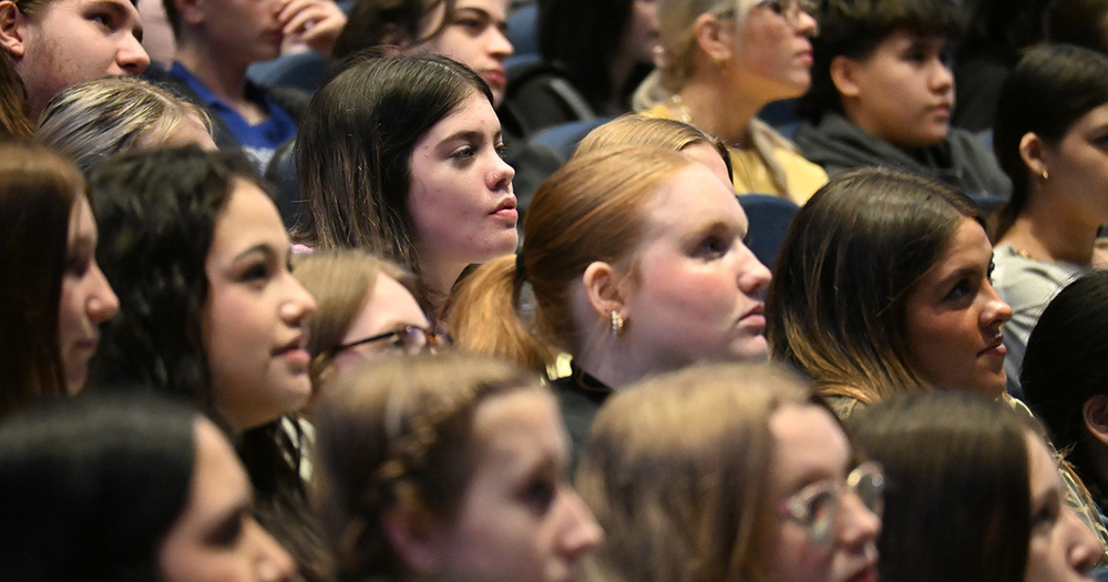 students in the auditorium