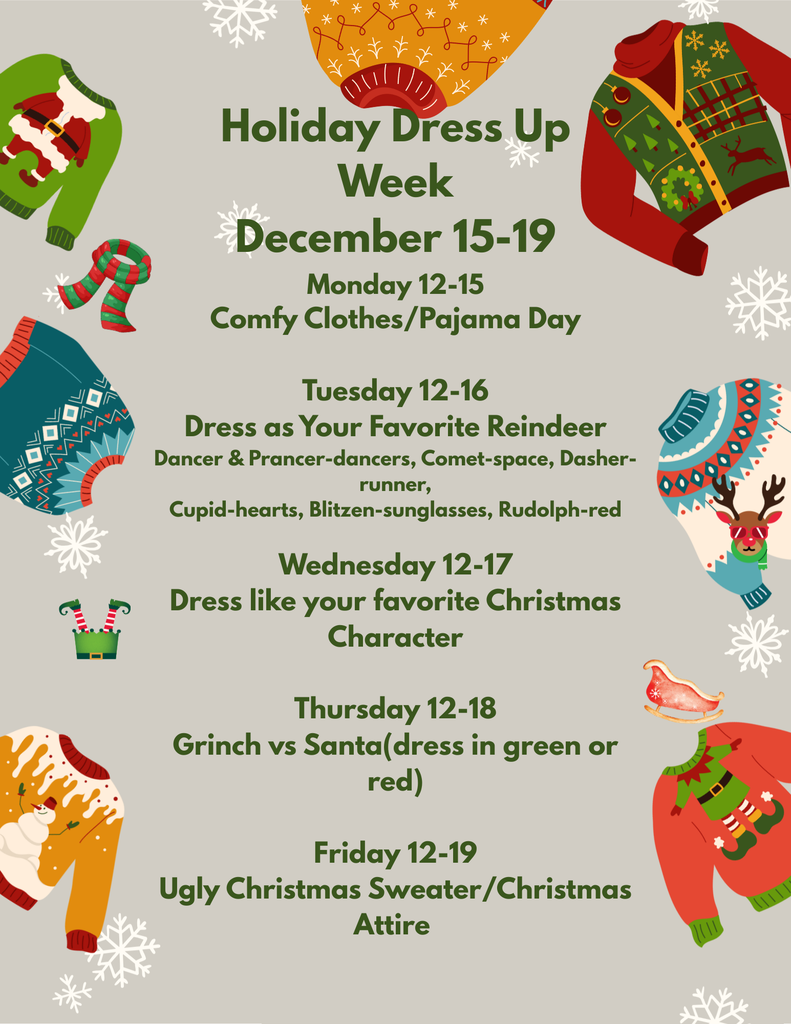 2025 Christmas Dress Up Days