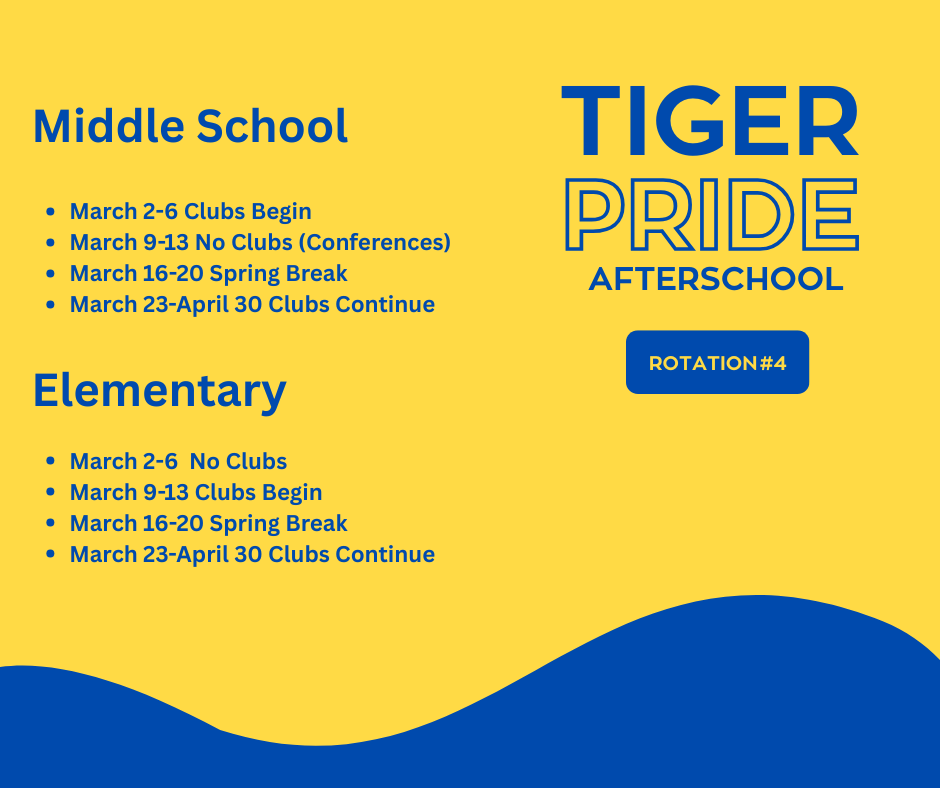 Rotation #4 AfterSchool Program Dates to Know