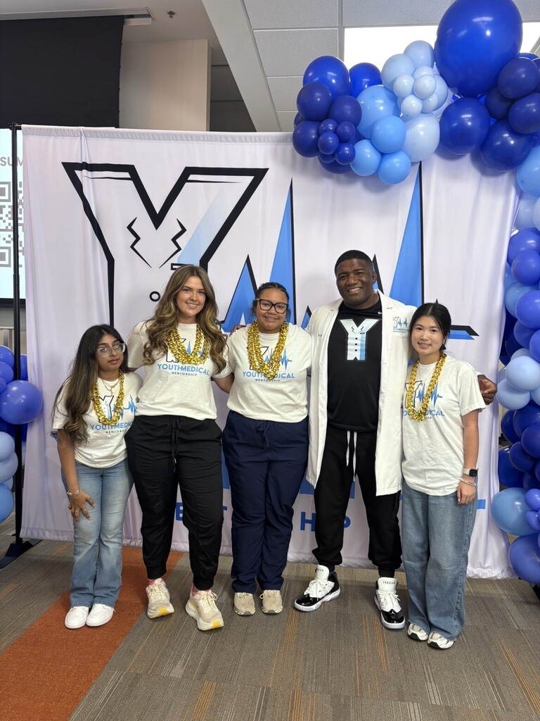 Scrub Club members with a health career guy