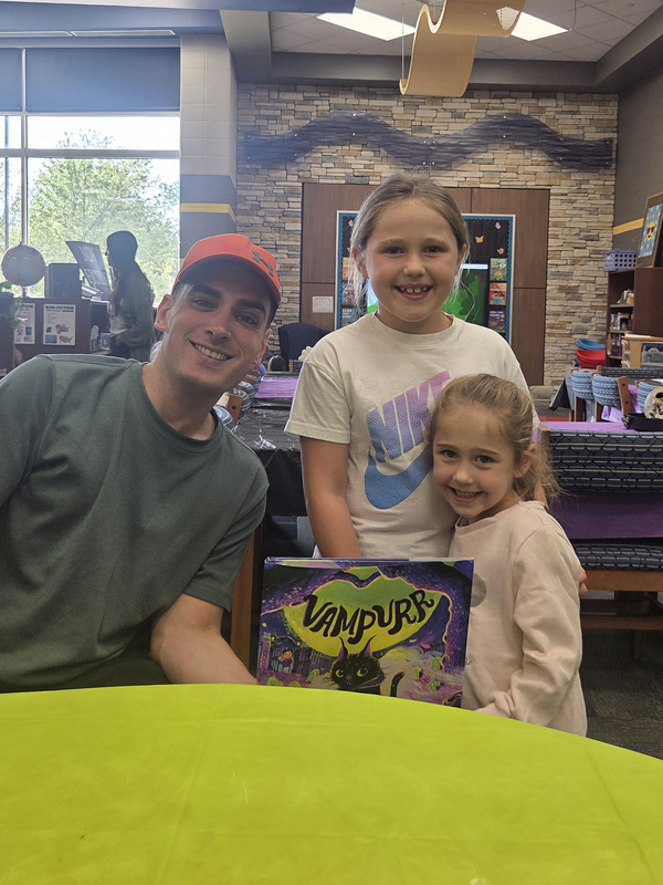 two littles with author