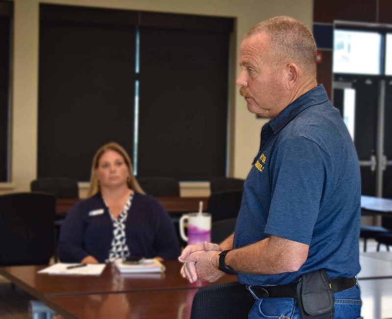 stanley speaking to board