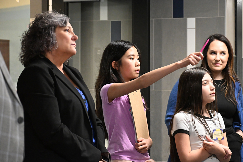 muller and students at middle school