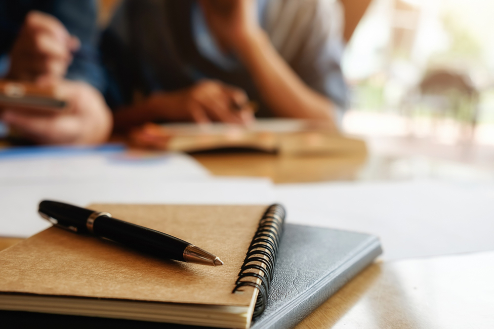 student studying and brainstorming