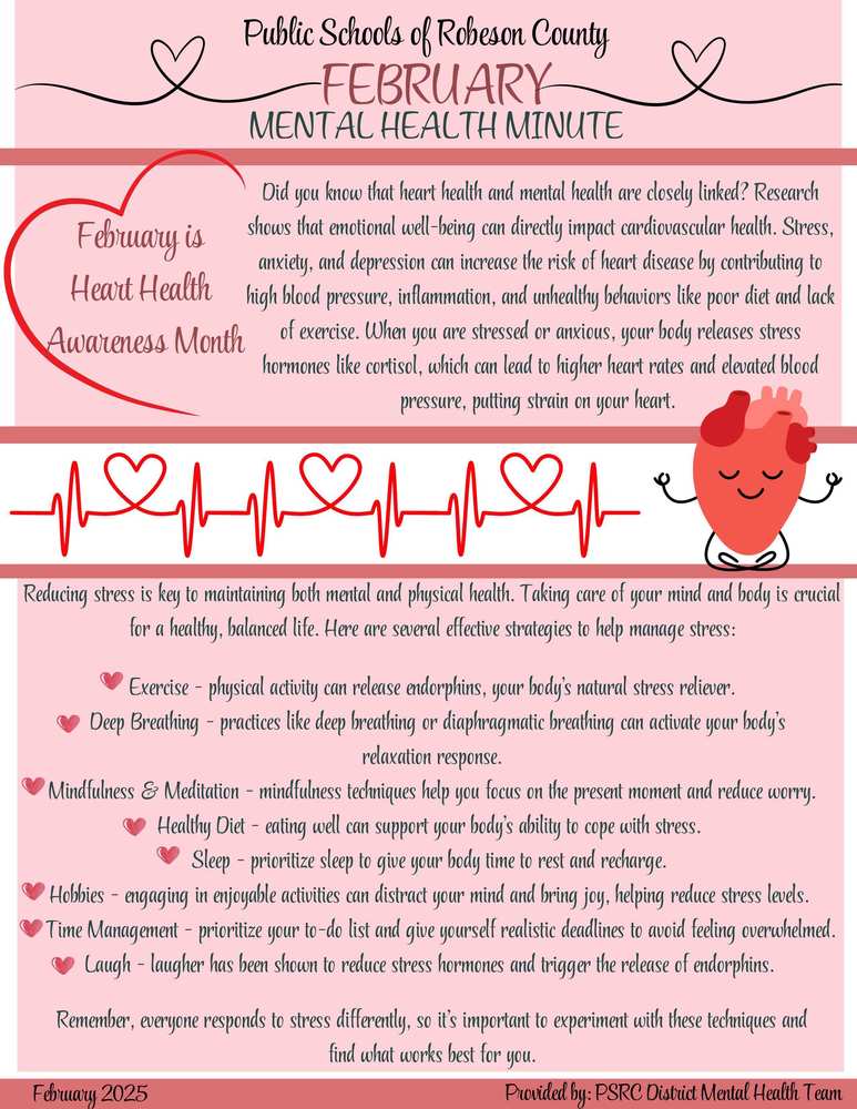 Mental Health Minute: February is Heart Health Awareness Month infographic