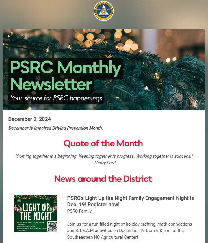 monthly newsletter