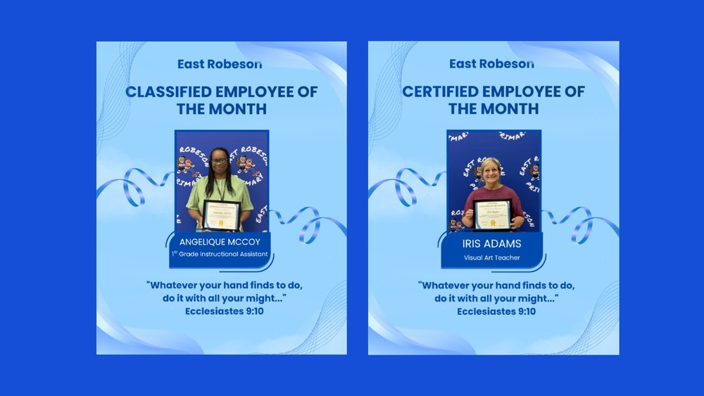 East Robeson Classified and Certified employee of the month for April